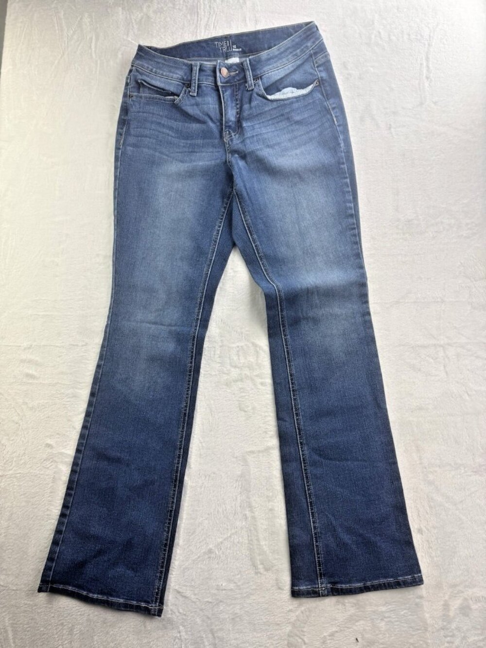 Time And Tru Size 10 Womens Jeans Boot Cut Stretch Mid Rise Med Wash